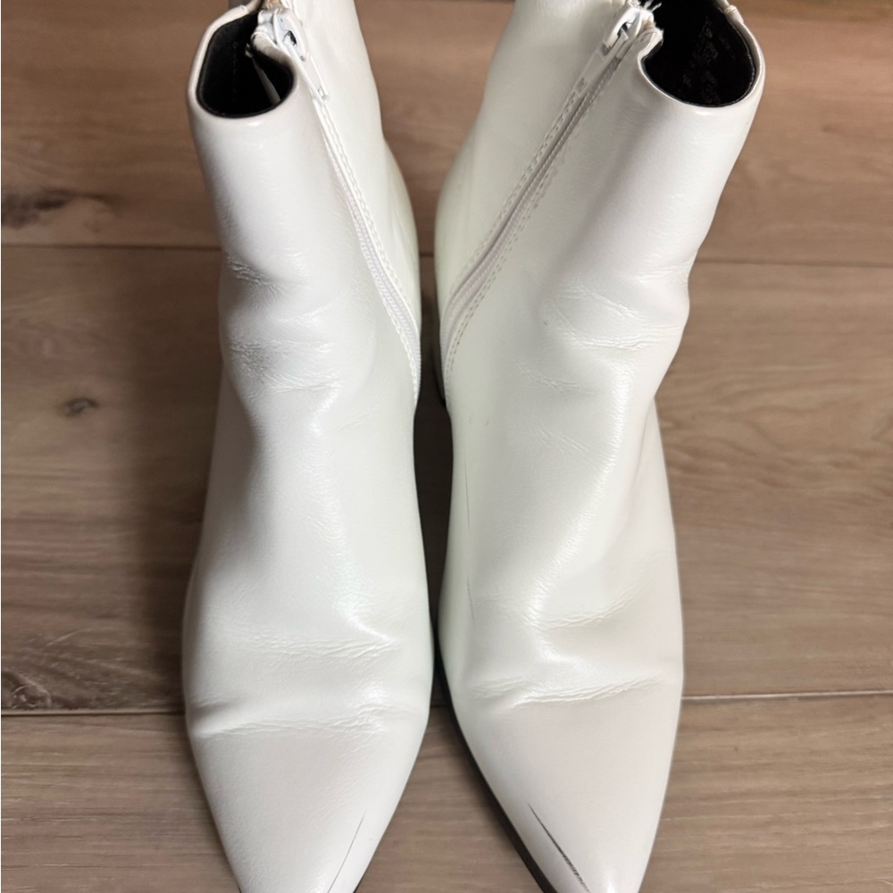 Elegant White Faux Leather Ankle Boots
